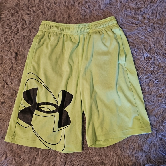 Under Armour Kids' Neon Green and Red Shorts - Picture 3 of 7